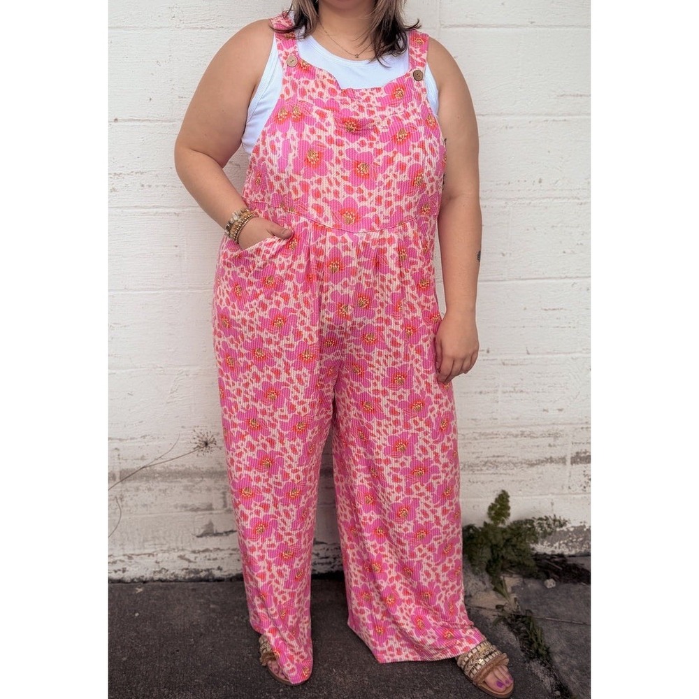 Blakely Floral Romper Women's L/XL Blue Overalls Jumpsuit Relaxed Stretch